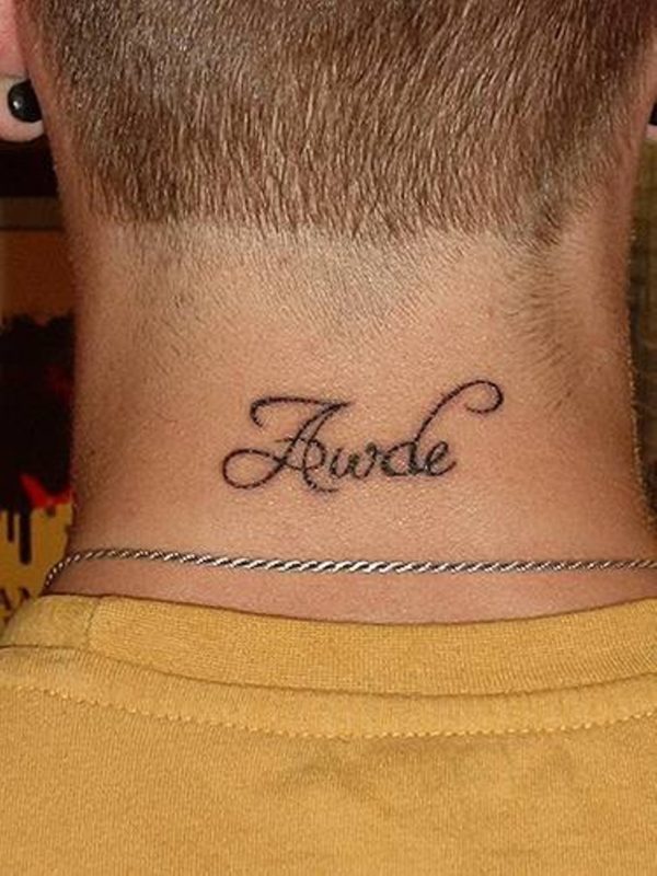 Awde Letter Neck Tattoo