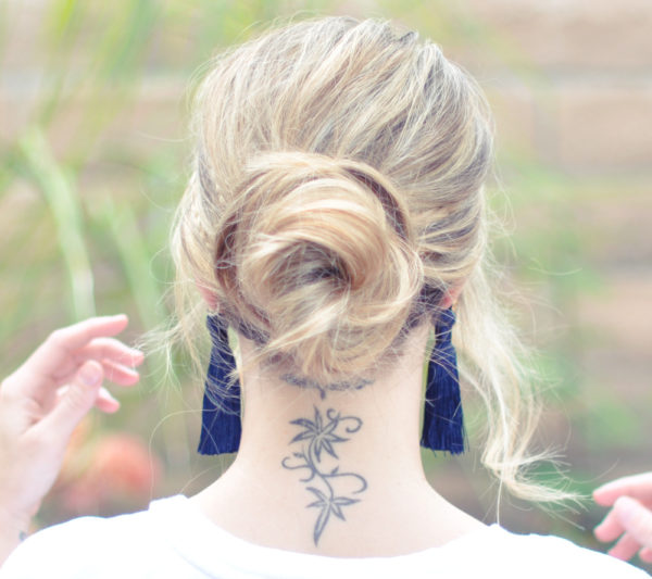 Back Neck Flower Tattoo