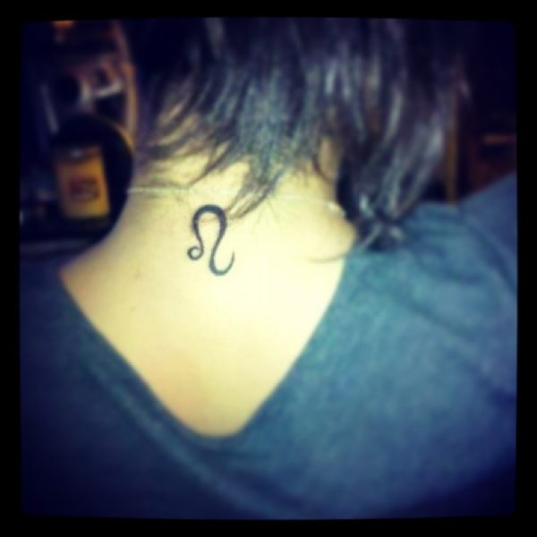 Back Neck Leo Zodiac Sign Tattoo