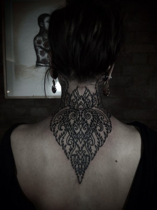 Back Neck Mandala Tattoo