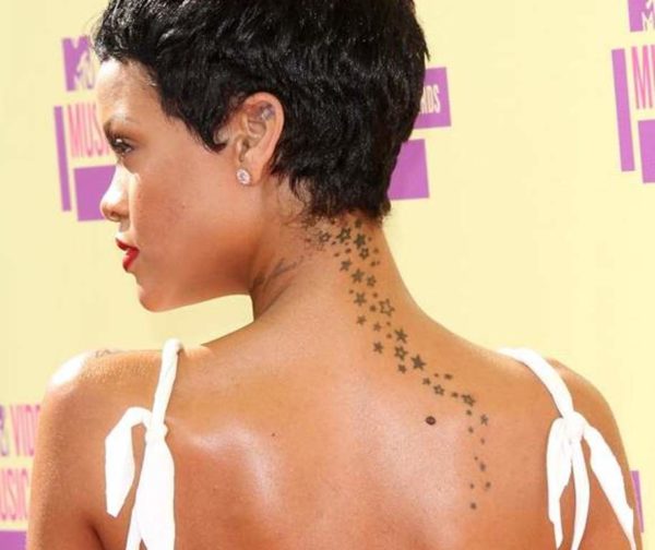 Back Neck Tattoo Of Stars