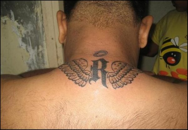 Back Neck Wings Tattoo 