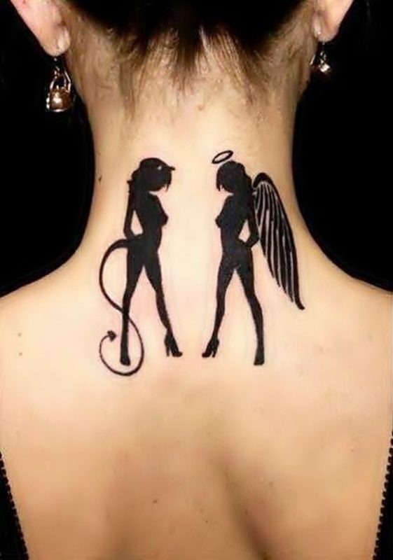 Beautiful Angel Tattoo On Neck