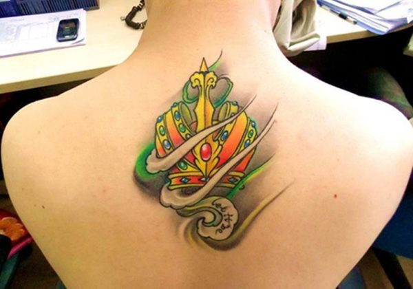 Beautiful Crown Tattoo On Neck