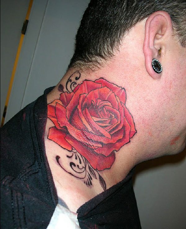 Beautiful Large Red Rose Tattoo