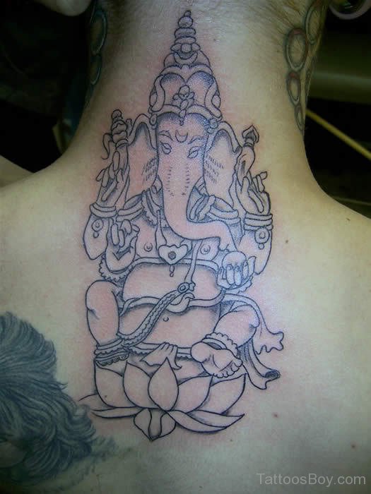 Beautiful Lord Ganesha Tattoo On Neck