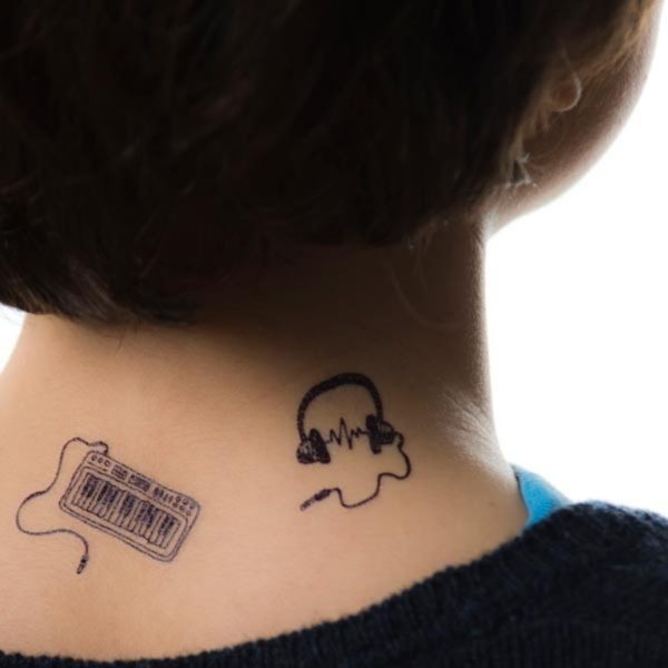 Beautiful Music Tattoo On Neck 