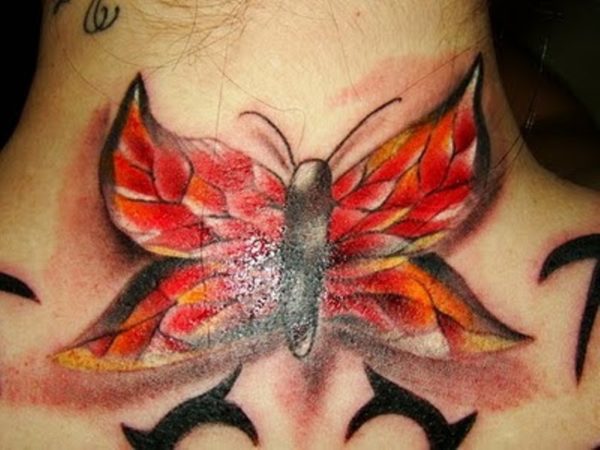 Beautiful Red Butterfly Tattoo
