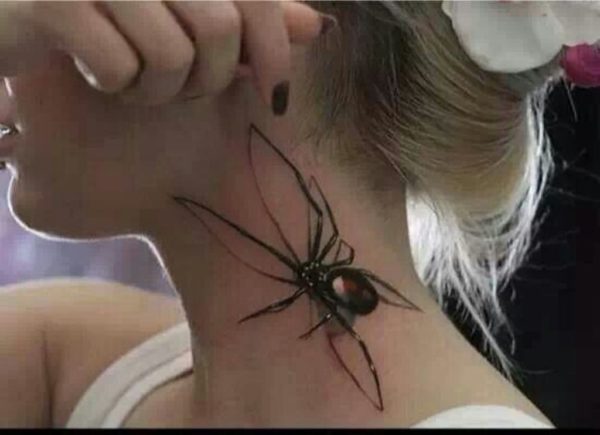 Beautiful Spider Neck Tattoo