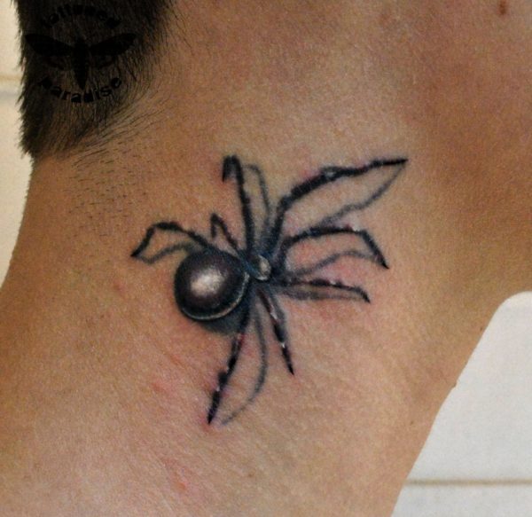 Beautiful Spider Tattoo On Neck