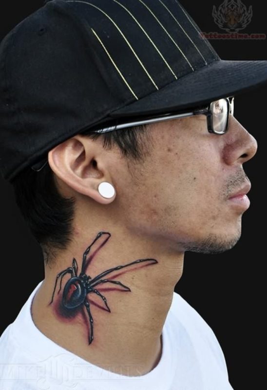 Beautiful Spider Tattoo On Neck