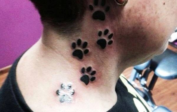 Big Paw Tattoo On Neck