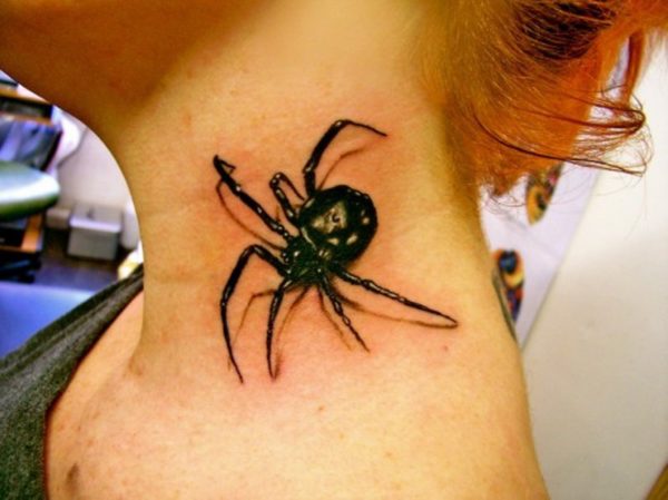 Big Spider Tattoo On Neck