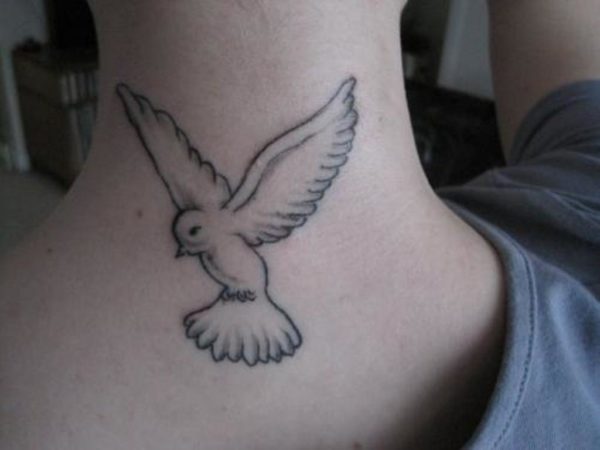 Bird Tattoo On Neck Back