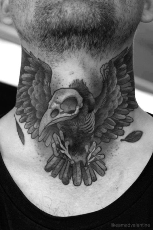 Bird Tattoo On Neck 