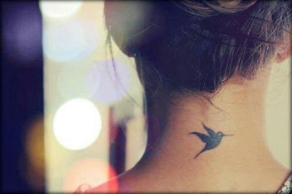 Bird Tattoo On Neck