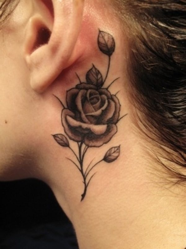 Black And Grey Rose Tattoo Design