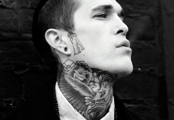Black And White Designer Tattoo On Neck