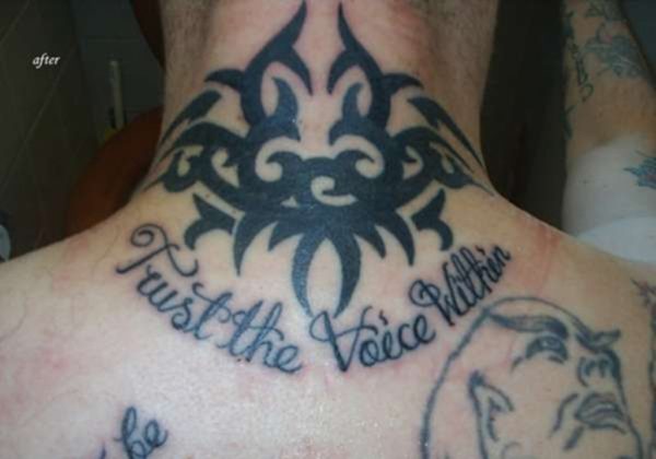 Black Celtic Knot Tattoo On Neck