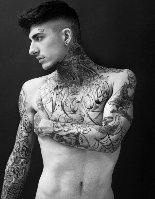 Black Cover Neck Tattoo For Men