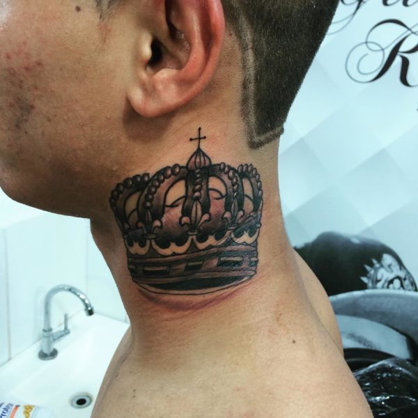 Black Crown Tattoo On Neck