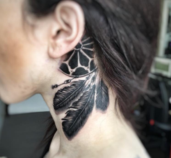 Black Feather Wing Tattoo 