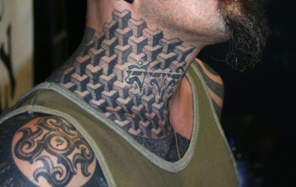 Black Gangster Tattoo On Neck