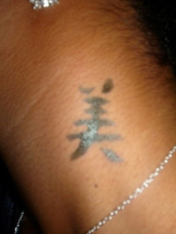 Black Kanji Neck Tattoo