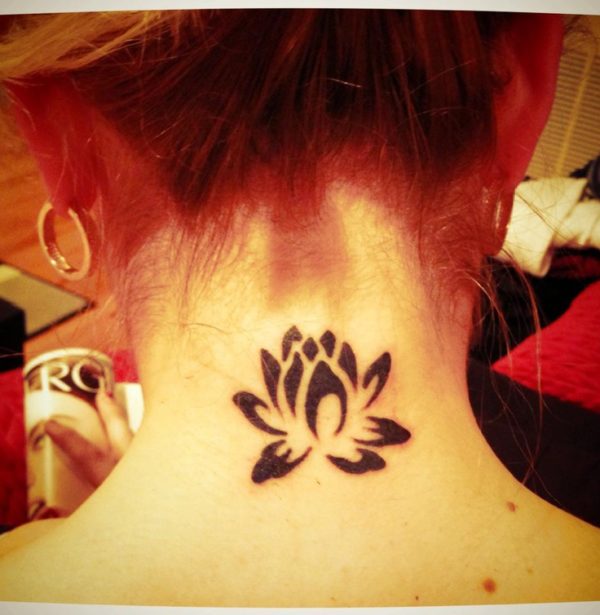 Black Lotus Tattoo On Neck