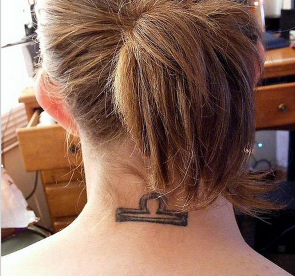 Black Neck Libra Design Tattoo