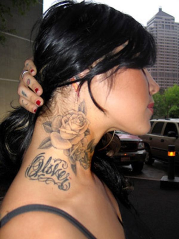 Black Rose Tattoo On Neck