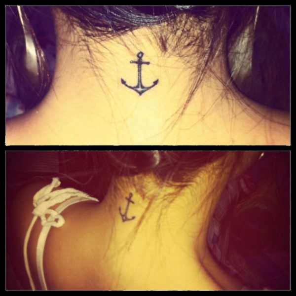 Black Simple Anchor Tattoo