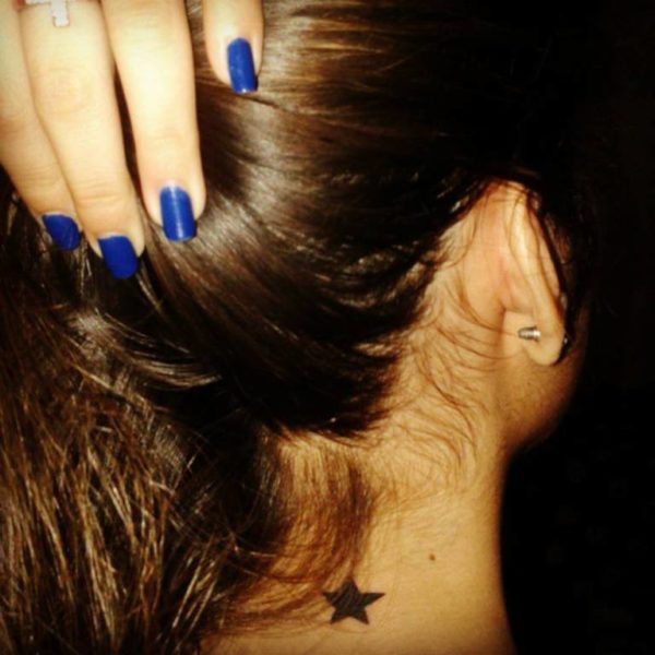 Black Star Neck Tattoo