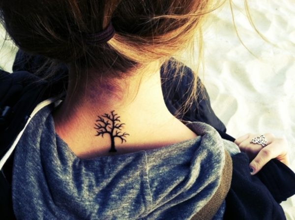 Black Tree Neck Tattoo