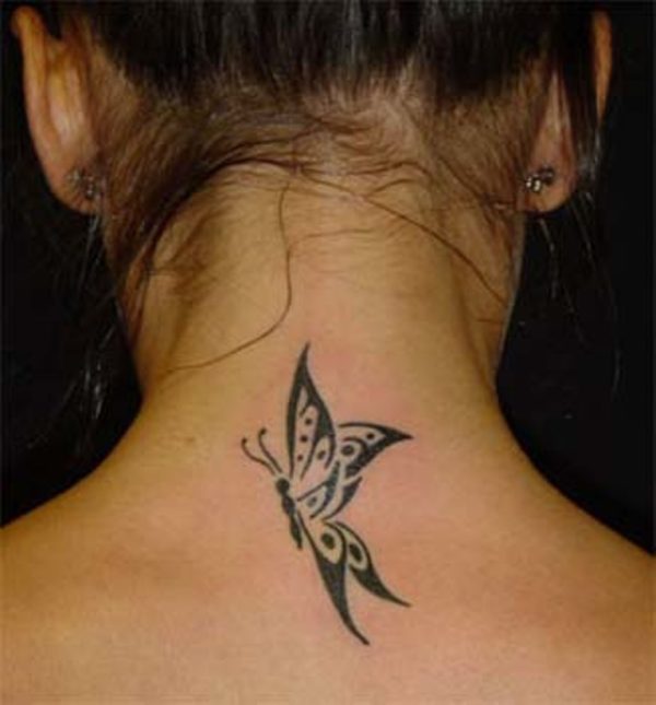  Black Tribal Butterfly Tattoo Design