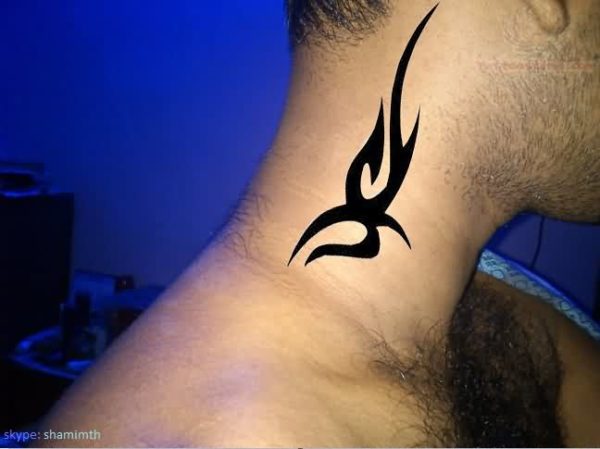 Black Tribal Neck Tattoo For Men