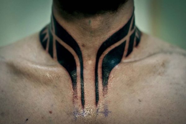 Black Tribal Tattoo On Neck