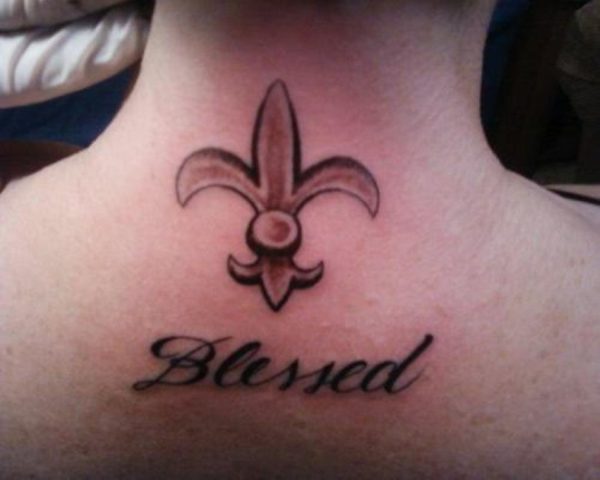Blessed Black Tattoo On Neck
