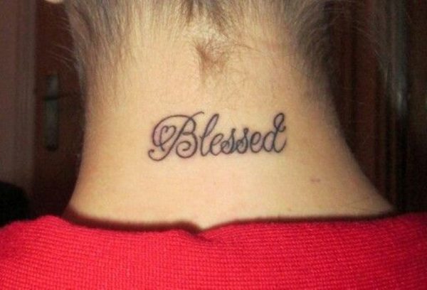 Blessed Tattoo Design On Neck
