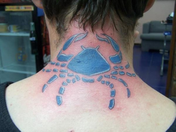 Blue Crab Neck Tattoo Design