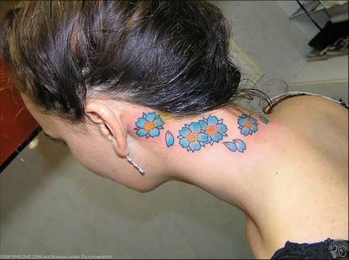 Blue Flower Victoria Beckham Tattoo