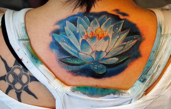 Blue Large Neck Tattoo