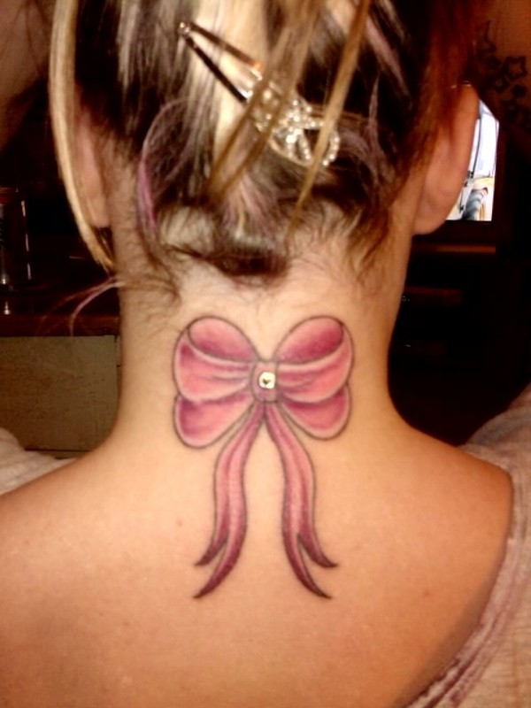 Bow Neck Tattoo For Women