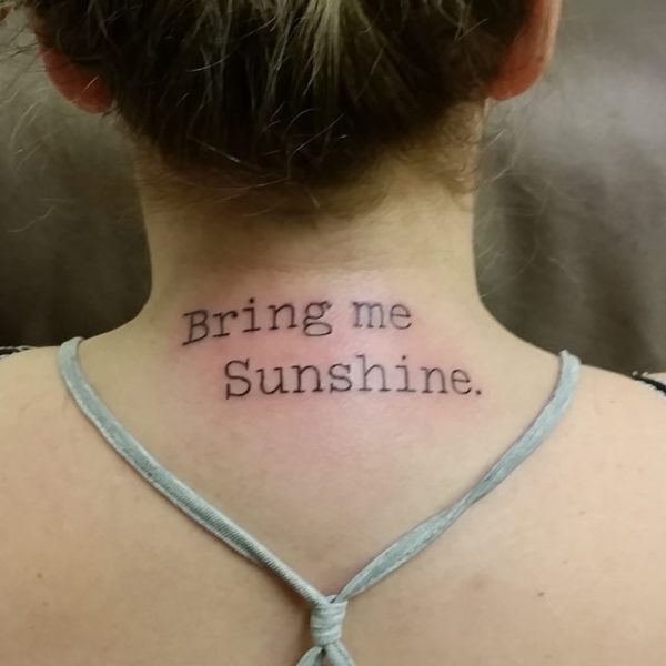 Bring Me Sunshine Tattoo On Neck
