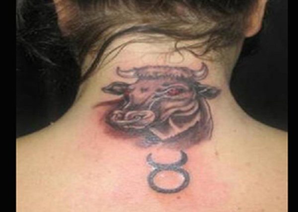 Bull Tattoo Design On Neck