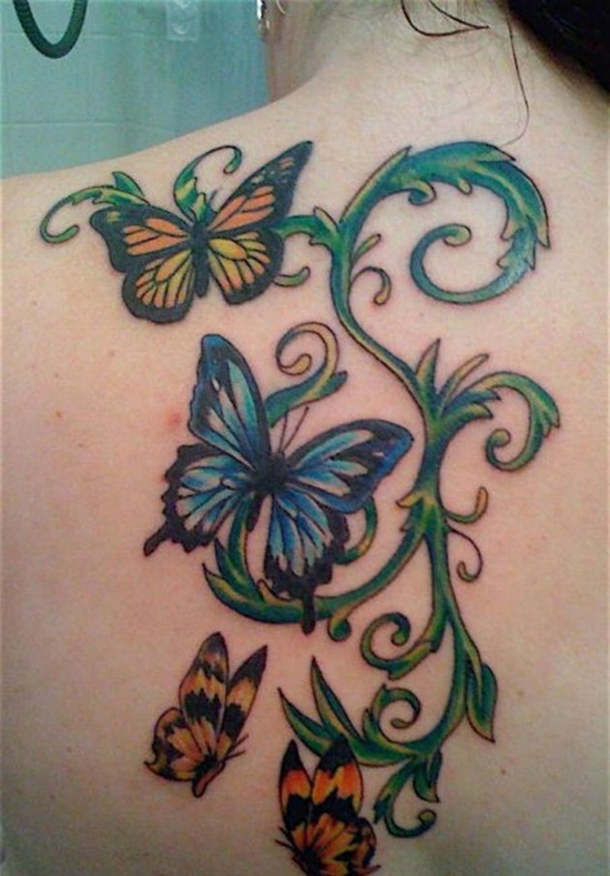 Butterfly And Vine Tattoo