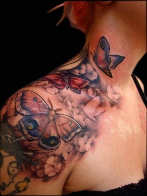 Butterfly Neck Tattoo Design 