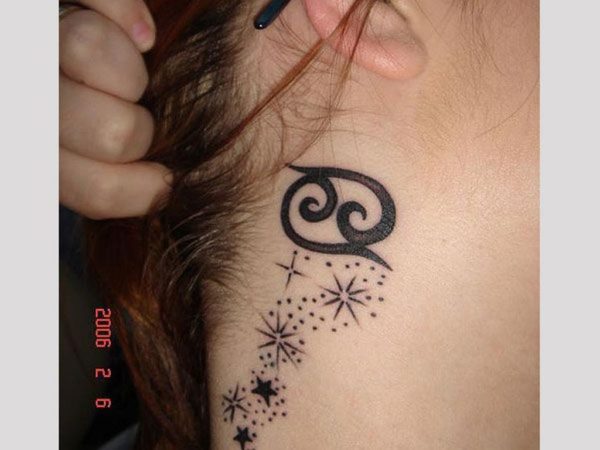 Cancer Design Tattoo On Back Neck