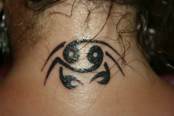 Cancer Zodiac Tattoo On Back Neck