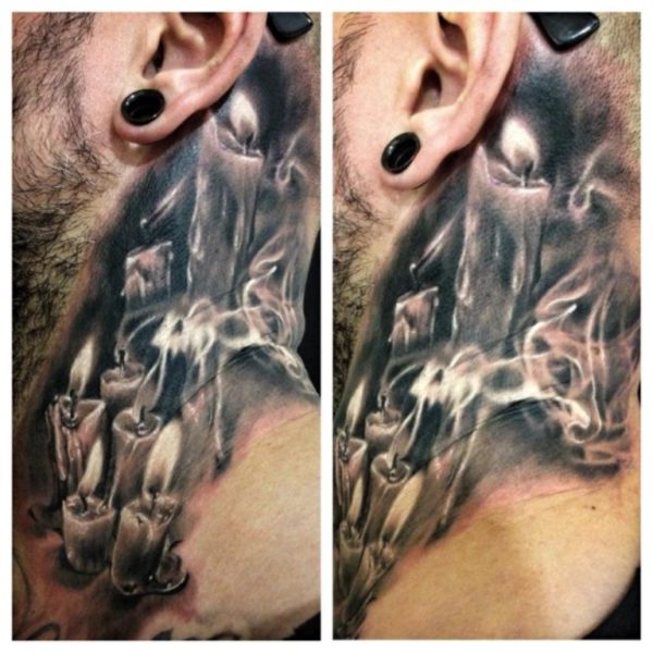 Candle Tattoo On Neck